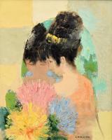 Noe Canjura Painting, Woman with Flowers - Sold for $1,500 on 11-06-2021 (Lot 249).jpg